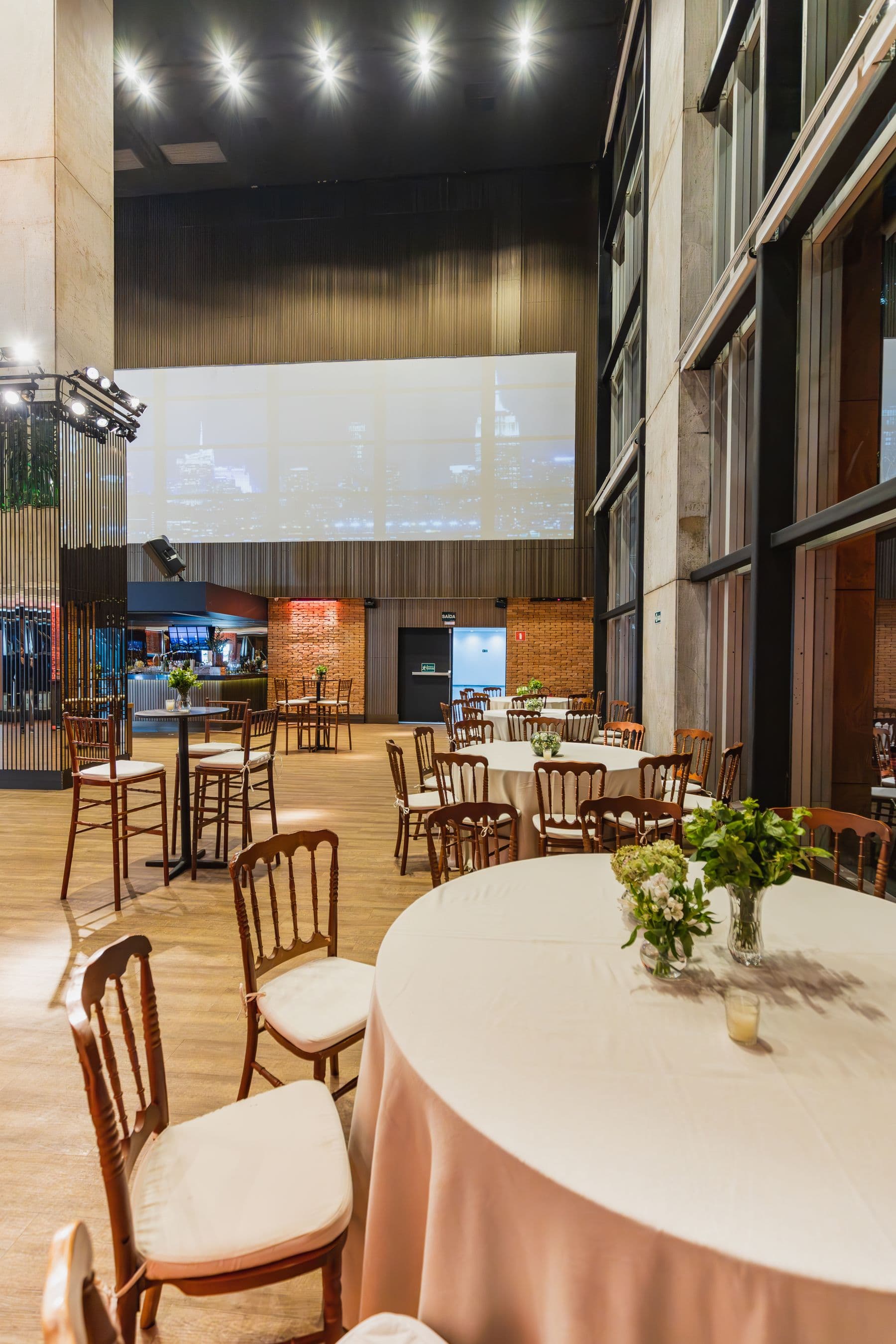 Buffet counters laid out in the dining hall