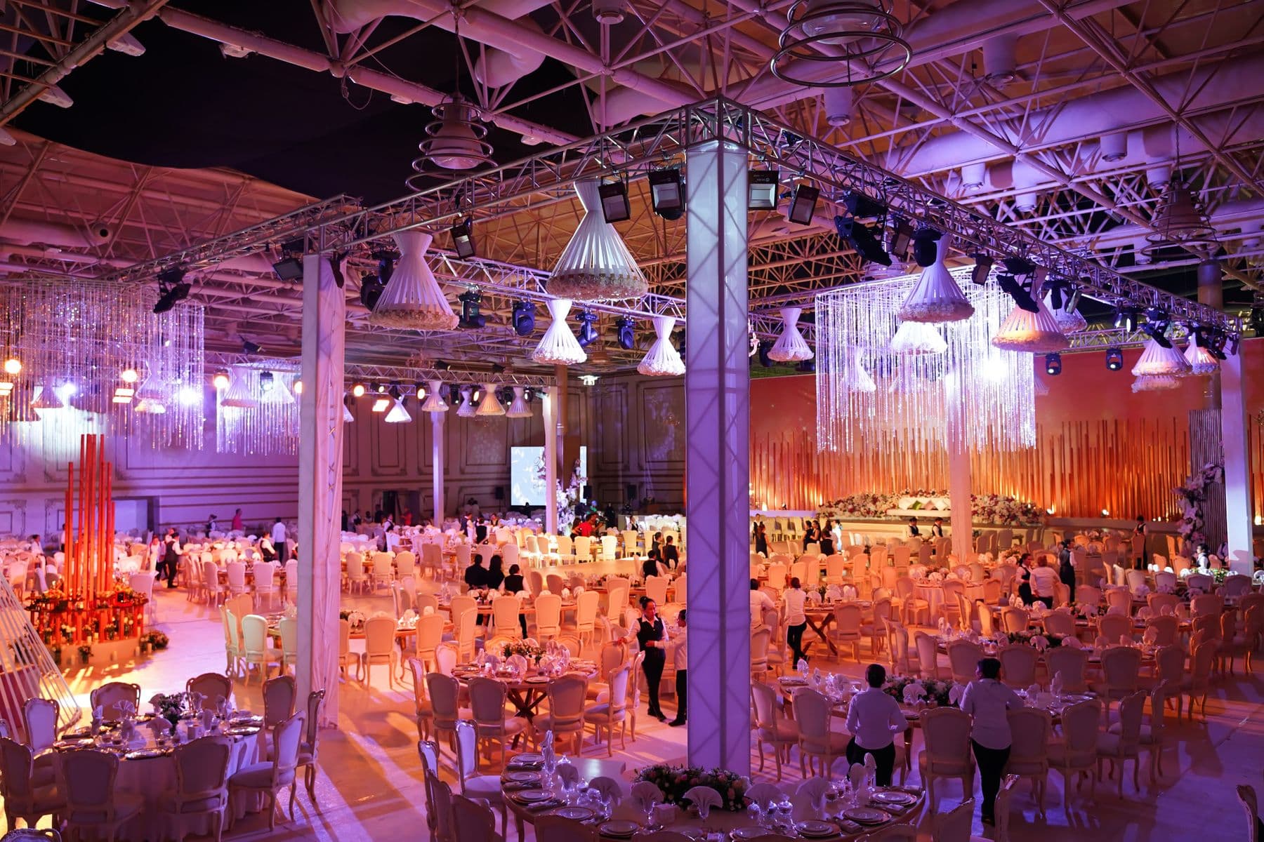 Guests gathered in the hall during a reception